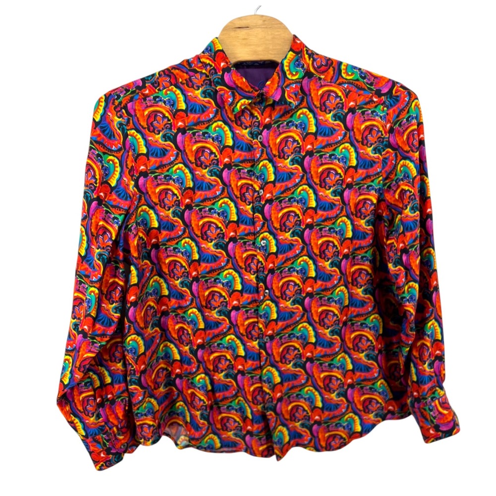 Robert Graham Limited Edition Interwoven Neon Silk Sport Button Down Shirt #491